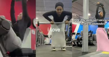 Lady raises eyebrows with gym outfit