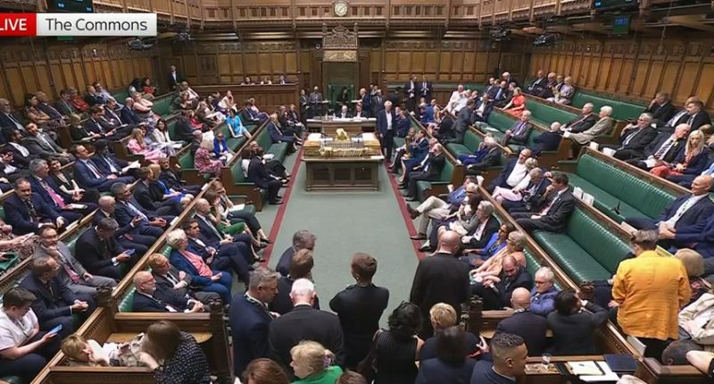 MPs voting on the decriminalization of abortion in the House of Commons.