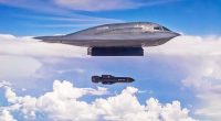 B-2 Spirit bomber releasing a GBU-57 Massive Ordnance Penetrator (MOP) bomb.