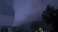 Nighttime video of a large wedge tornado near Enderlin, ND.