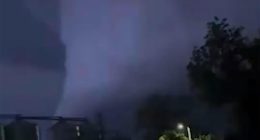 Nighttime video of a large wedge tornado near Enderlin, ND.