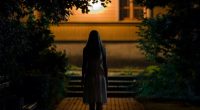 An image collage containing 1 images, Image 1 shows Silhouette of a woman walking away at night