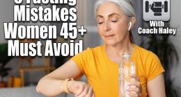 Sporty senior lady with bottle of water checking her watch or fitness tracker, resting on couch after domestic workout. Aged woman staying hydrated during sports training, leading healthy lifestyle. Over 45? Stop Making These 5 Fasting Mistakes That Ruin Weight Loss. Cover