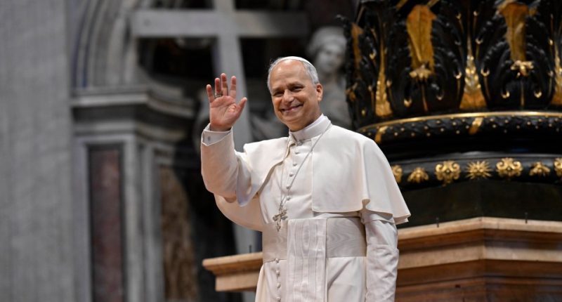 Pope Leo XIV waving at the Jubilee of Sport.