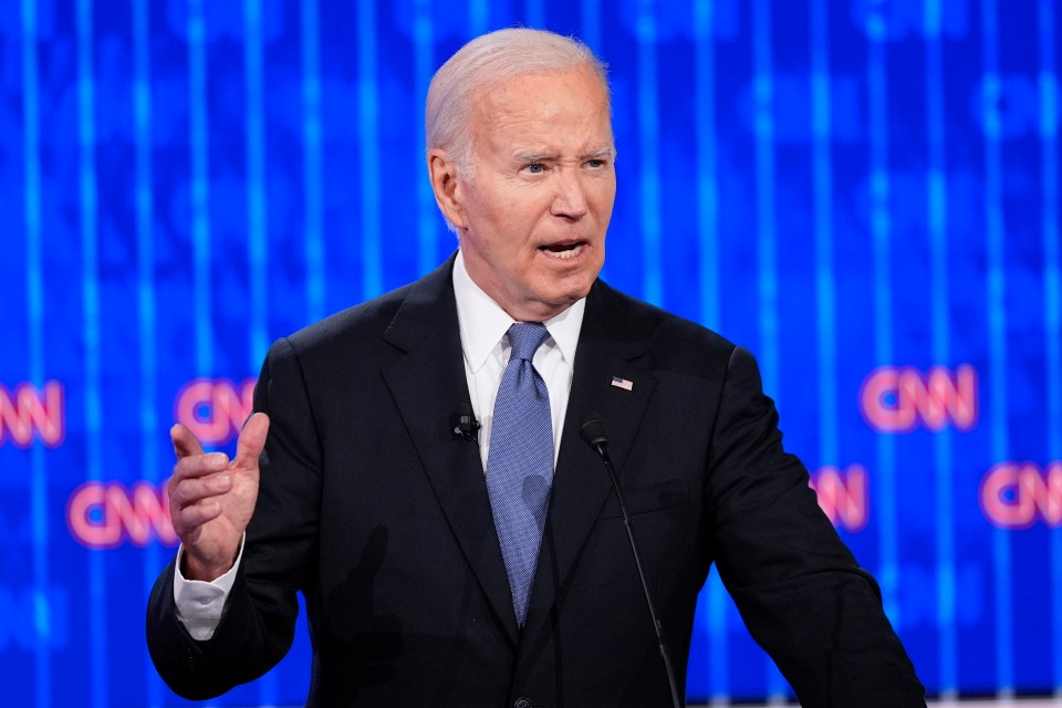 President Biden speaking at a presidential debate.