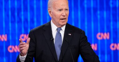 President Biden speaking at a presidential debate.