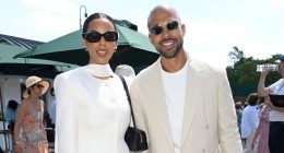Rochelle Humes, Marvin, Eddie Redmayne and Hannah at Wimbledon