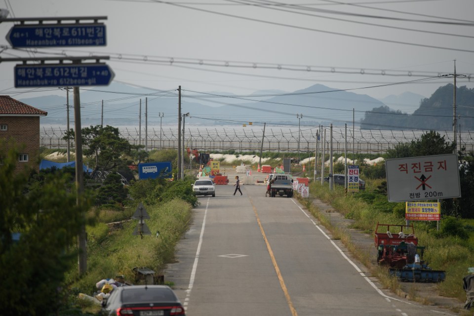 View of the Demilitarized Zone (DMZ) from a South Korean road.