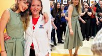 Taylor Swift visits Florida children's hospital in green Loewe dress