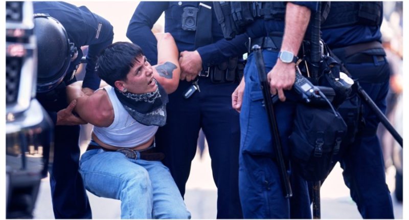 Tensions rise in Los Angeles as police declare 'unlawful' assembly