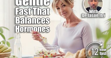 Beautiful mature woman having a healthy lunch break at home, she is smiling at camera. The Gentle 12-Hour Fast That Doesn