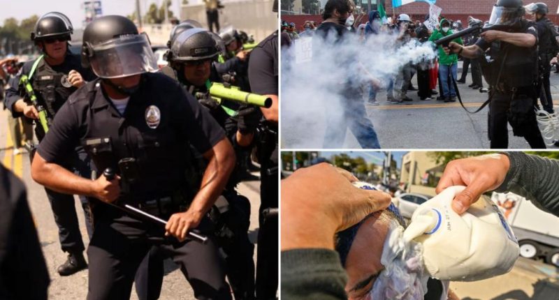 This is all the riot gear that LA cops are using to break up anti-ICE protests