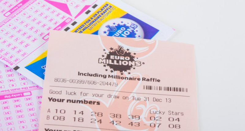 EuroMillions lottery ticket with numbers and raffle code.