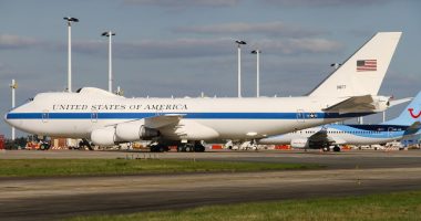 US Air Force Boeing 747-200B plane parked at an airport.