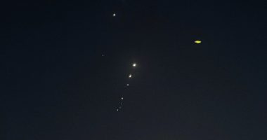 Missile traces in the night sky.