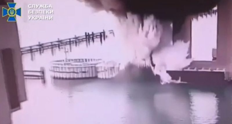 Ukraine targets bridge linking Russia to Crimea with massive underwater blast, video shows