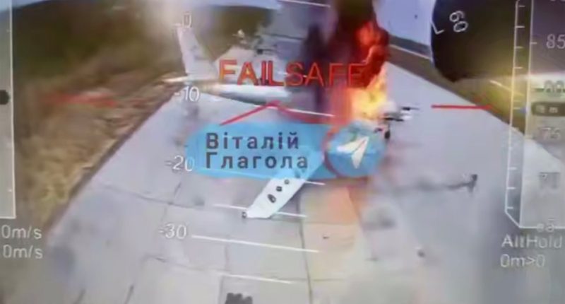 Burning airplane at Belaya Air Base in Irkutsk, Siberia.