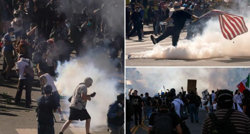 Unlawful assembly declared in LA as ‘No Kings’ protests grow chaotic; cops hit with concrete, fireworks