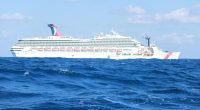 Cruise ship and Coast Guard cutter in the Gulf of Mexico.