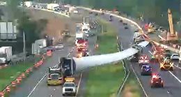 Wind turbine blade crashes into traffic on busy Northeast interstate