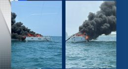 4 rescued from burning sailboat off Cape Canaveral, officials say