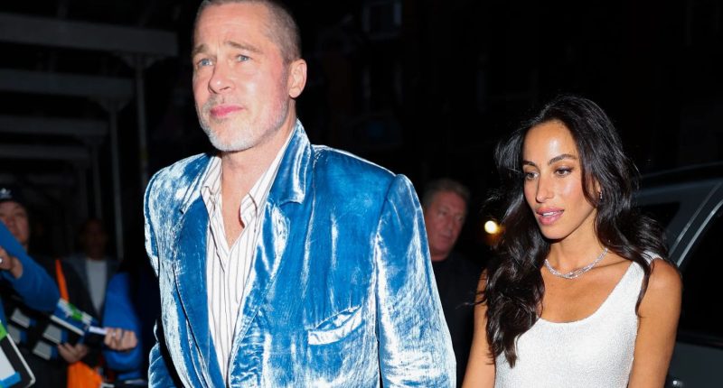 Brad Pitt rocks a very bold blue outfit as he heads out for another date night with girlfriend Ines de Ramon