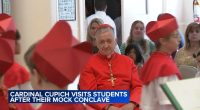 Cardinal Cupich visits students of viral mock conclave at Chicago's Our Lady of Mount Carmel Academy