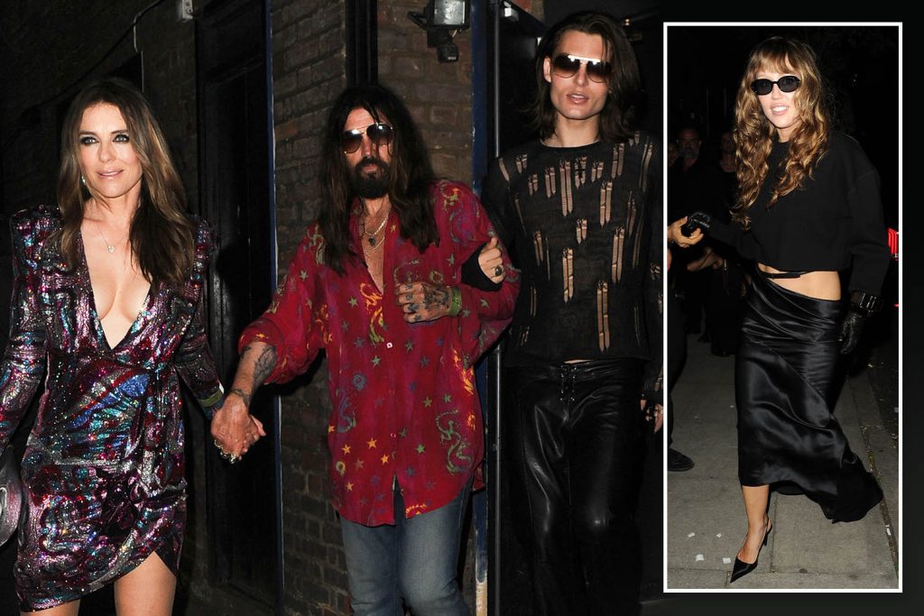 Elizabeth Hurley and son Damien join Billy Ray Cyrus on night out as he supports daughter Miley in London