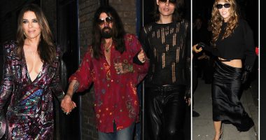 Elizabeth Hurley and son Damien join Billy Ray Cyrus on night out as he supports daughter Miley in London