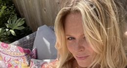 Emily Atack stuns in a bandeau swimsuit and tops up her tan