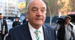 Daryl Maguire leaves the John Maddison Tower Courts in Sydney, Friday, June 20, 2025. (AAP Image/Dean Lewins)