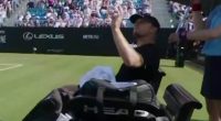 Explosive moment angry tennis star brands umpire 'the worst I've EVER seen' after smashing his racquet in Wimbledon warm-up clash - as  All England Club readies itself for influx of brats at this year's tournament
