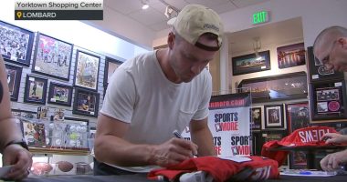 Former Chicago Blackhawks star Jonathan Toews signs autographs at Lombard Yorktown Shopping Center amid NHL comeback journey