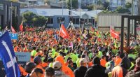 Hundreds of CFMEU members marched through Brisbane this morning in a last-minute protest against the forced administration of the union.