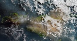 T﻿he eruption of Indonesia's Lewotobi Laki-Laki was seen from space, with plumes of smoke and ash being thrown into the atmosphere.