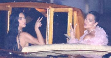 Kim and Khloe Kardashian look partied out as A listers leave Lauren Sanchez and Jeff Bezos’ wedding by boat in Venice