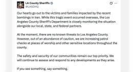 LASDHQ Tweet about Iran