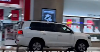 A video captured the car erratically driving through the centre.