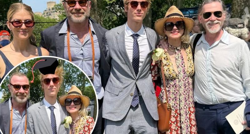 Naomi Watts and Liev Schreiber reunite for son’s graduation in blended family photo