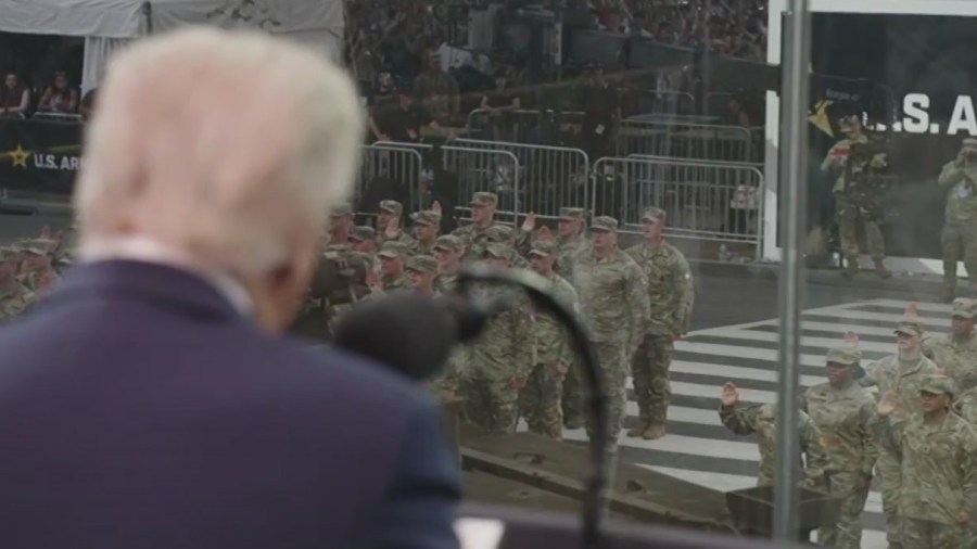 On Army's 250th, Trump swears in — what else? — 250 soldiers