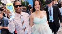 PREGNANT RIHANNA AND A$AP ROCKY STEP OUT FOR 'SMURFS' PREMIERE