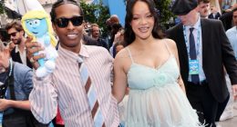 PREGNANT RIHANNA AND A$AP ROCKY STEP OUT FOR 'SMURFS' PREMIERE