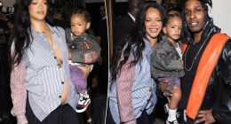 Rihanna and son Riot support A$AP Rocky at rapper’s runway show during Paris Fashion Week