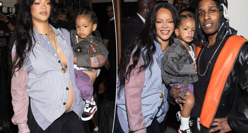 Rihanna and son Riot support A$AP Rocky at rapper’s runway show during Paris Fashion Week