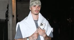 Romeo Beckham debuts new tattoo outside plush Mayfair hotel