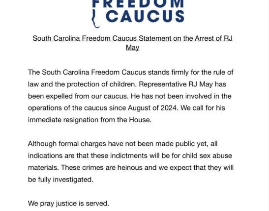 SC State Rep. RJ May indicted for distributing Child Sexual Abuse material