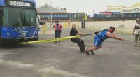 Strongman pulls 34,680-pound bus to kick off Santa Monica festival