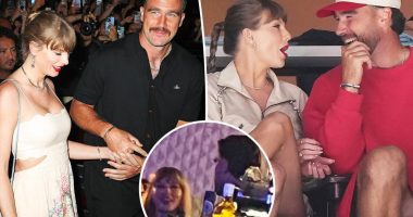 Taylor Swift all smiles as she supports Travis Kelce at training camp kickoff in Nashville