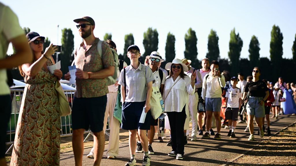 Tennis fans told NOT to travel to Wimbledon with queue 'at capacity' and crowds facing 'several hours to get in' in 34C on hottest opening day ever