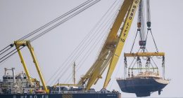 The incredible crane that will carry Bayesian: Specially constructed lifter will slowly take £25 million superyacht to safety